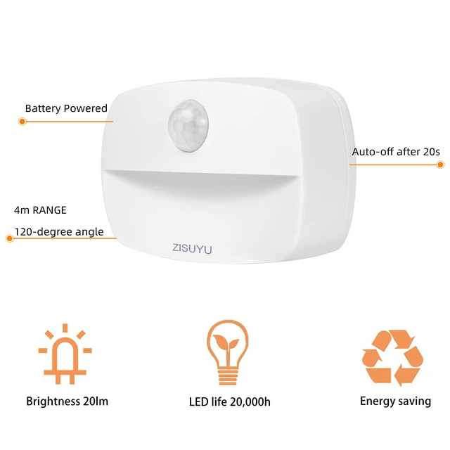 Alt view image 4 of 7 - 6-Pack Mini Motion Sensor Night Light Indoor Battery Operated | Stick on Battery Powered Led Night Lights Ideal for Stair Closet Hallway Bathroom Bedroom Under Cabinet Kitchen(6000K White)