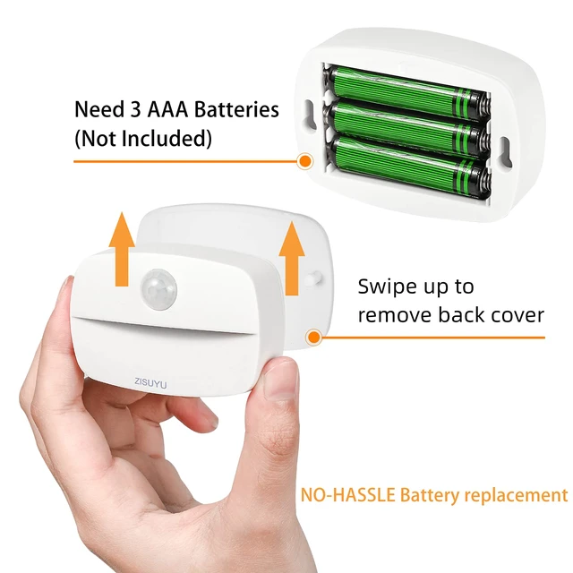 Alt view image 6 of 7 - 6-Pack Mini Motion Sensor Night Light Indoor Battery Operated | Stick on Battery Powered Led Night Lights Ideal for Stair Closet Hallway Bathroom Bedroom Under Cabinet Kitchen(6000K White)