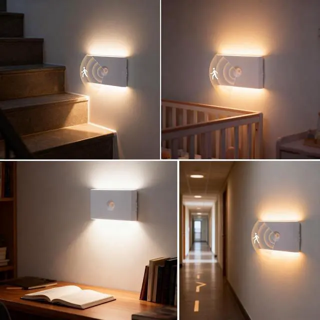Alt view image 7 of 7 - Motion Sensor Night Light, Rechargeable Battery Night Light, 3000K-6500K Magnetic/Stick-on Closet Lights, Dimmable Stair Lights for Bedroom Kitchen Hallway Stairs (2 Pack)