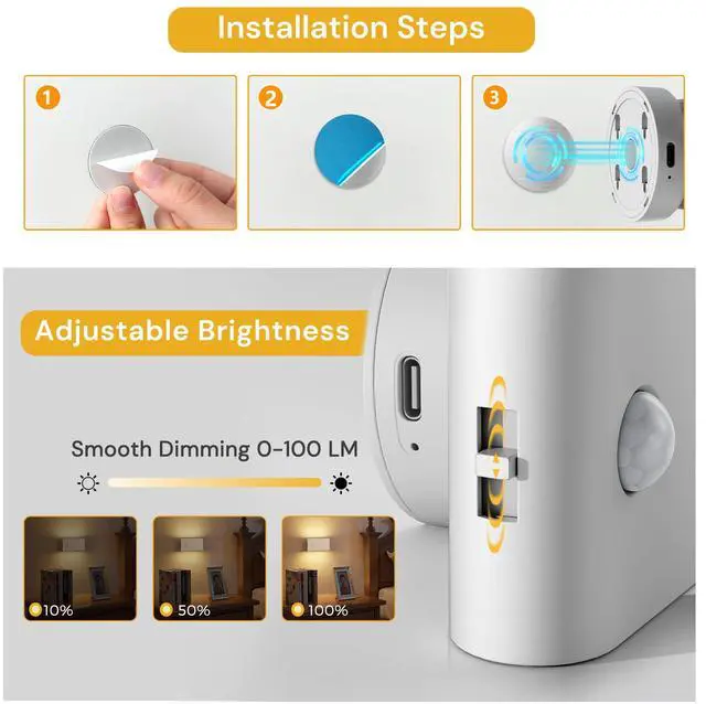Alt view image 3 of 7 - Motion Sensor Night Light, Rechargeable Stair Lights Indoor