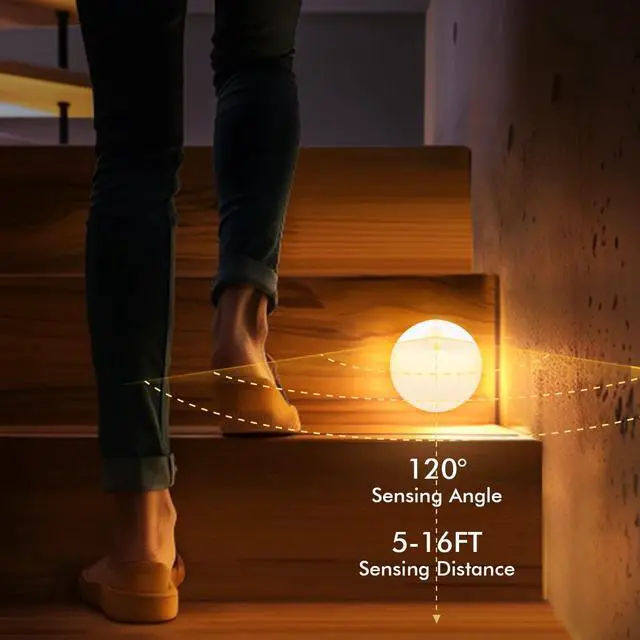 Alt view image 2 of 7 - 3 Pack Motion Sensor Stair Night Lights Indoor | Automatic, Wireless, LED Battery Operated Stick on Lamp for Step Toilet Hallway Bedroom Under Cabinet Closet Wall Kitchen