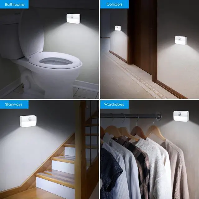 Alt view image 7 of 7 - 2 Pack Mini Motion Sensor Stair Light for Indoor, Battery-Powered LED Night Light, 40 Lumen 6500K, Cordless Closet Lights, Safe Lights for Stairs, Hallway, Bathroom, Kitchen, Cabinet
