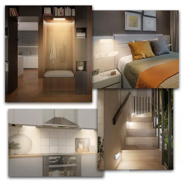 Alt view image 6 of 6 - LED Closet Light, Newest 20LEDs Dimmer USB Rechargeable Motion Sensor Light Under Cabinet Lighting with Remote Control, Wireless Stick-Anywhere Night Safe Light Bar for Wardrobe,Kitchen-5 Pcs