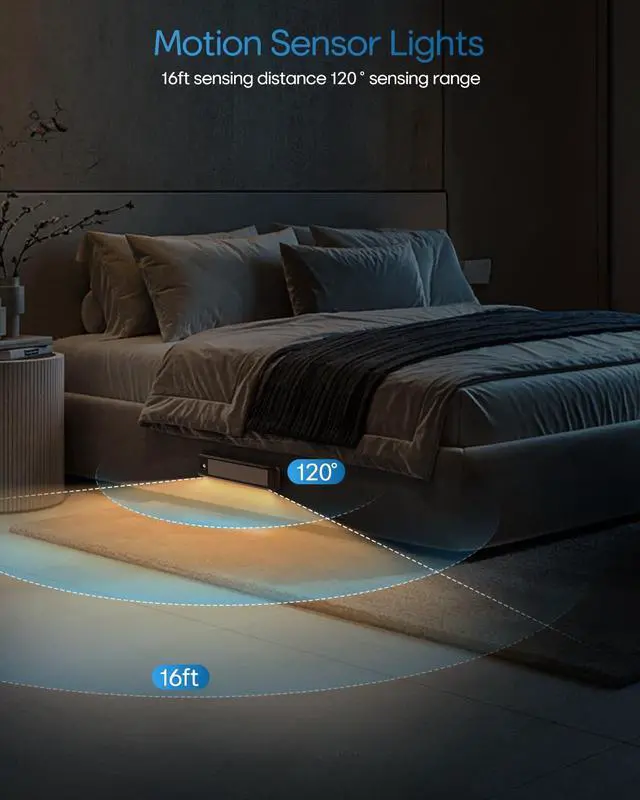 Alt view image 5 of 7 - Under Cabinet Lighting Wireless, 56 LED Closet Lights Motion Sensored Adjustable Brightness Magnetic 3 Color Temps Rechargeable for Kitchen Indoor Shelf Bedroom Pantry 2 Packs