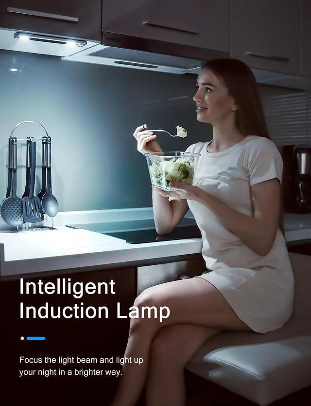 Alt view image 4 of 7 - Under Cabinet Lights, Wireless Motion Sensor Light Indoor,10in LED White Lighting Rechargeable Battery Operated,4 Modes Night Light, Stick-On Magnetic Closet Lights for Kitchen, Hallway(2 Pack)