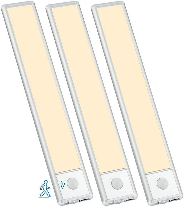 Main image of 30-LED Motion Sensor Under Cabinet Lighting, 8-inch Magnetic Rechargeable Under Counter Closet Lights, Wireless Light Bar, 3-Pack, Warm White