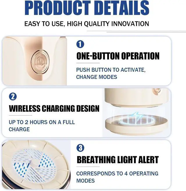 Alt view image 5 of 7 - Fruit and Vegetable Washing Machine, Upgrade Titanium Electrolysis Purification Fruit Cleaner Device Waterproof Fruit and Vegetable Purifier Clean Fresh Produce in Water (Cream)