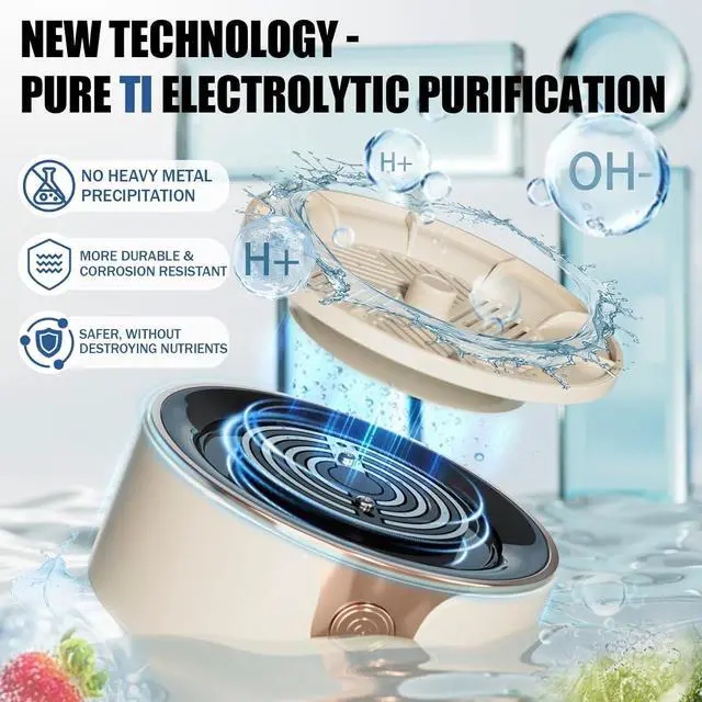 Alt view image 2 of 7 - Fruit and Vegetable Washing Machine, Upgrade Titanium Electrolysis Purification Fruit Cleaner Device Waterproof Fruit and Vegetable Purifier Clean Fresh Produce in Water (Cream)