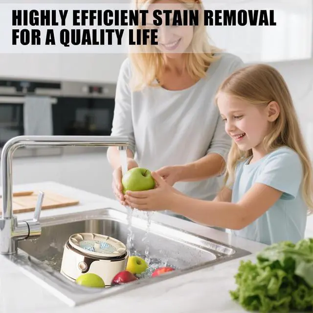 Alt view image 7 of 7 - Fruit and Vegetable Washing Machine, Upgrade Titanium Electrolysis Purification Fruit Cleaner Device Waterproof Fruit and Vegetable Purifier Clean Fresh Produce in Water (Cream)