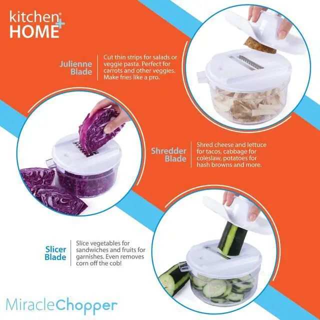 Alt view image 4 of 6 - Manual Food Chopper - 5 in 1 Miracle Chopper, Salsa Maker, Blender, Slicer, Shredder and Julienne As Seen on TV Manual Food Processor