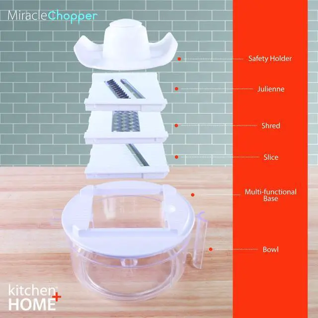 Alt view image 6 of 6 - Manual Food Chopper - 5 in 1 Miracle Chopper, Salsa Maker, Blender, Slicer, Shredder and Julienne As Seen on TV Manual Food Processor