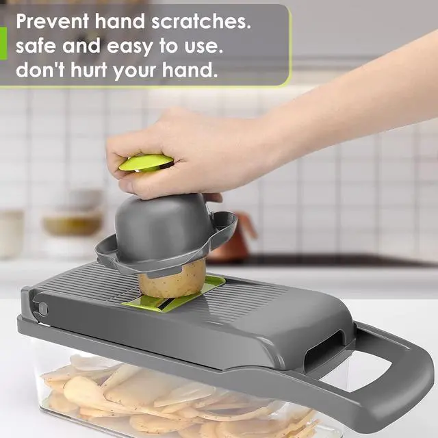 Alt view image 5 of 5 - Vegetable Chopper Pro, Mandoline Slicer 7 Stainless Steel Blades for Onion, Potato, Salad Safe, Easy Clean & Dishwasher Safe Kitchen Gadget Ideal for Parents, RV
