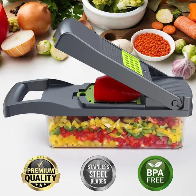 Alt view image 3 of 5 - Vegetable Chopper Pro, Mandoline Slicer 7 Stainless Steel Blades for Onion, Potato, Salad Safe, Easy Clean & Dishwasher Safe Kitchen Gadget Ideal for Parents, RV