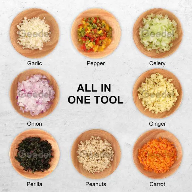 Alt view image 5 of 7 - Food Chopper, Easy to Clean Manual Hand Vegetable Chopper, Dishwasher Safe Slap Onion Cutter for Veggies Onions Garlic Nuts Salads Red