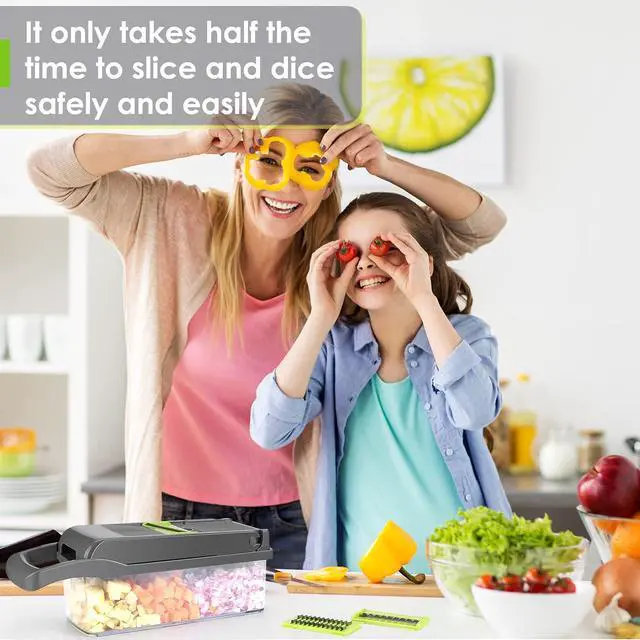 Alt view image 2 of 5 - Vegetable Chopper Pro, Mandoline Slicer 7 Stainless Steel Blades for Onion, Potato, Salad Safe, Easy Clean & Dishwasher Safe Kitchen Gadget Ideal for Parents, RV
