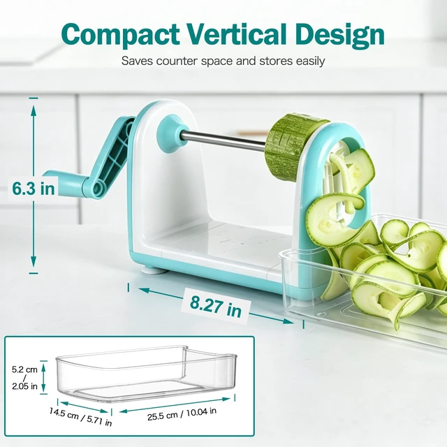 Alt view image 3 of 6 - Zucchini Noodle Maker Spaghetti Spiralizer - 5 Blades Vegetable Slicer for Veggie Noodles and Curly Chips