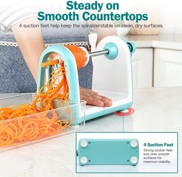 Alt view image 5 of 6 - Zucchini Noodle Maker Spaghetti Spiralizer - 5 Blades Vegetable Slicer for Veggie Noodles and Curly Chips