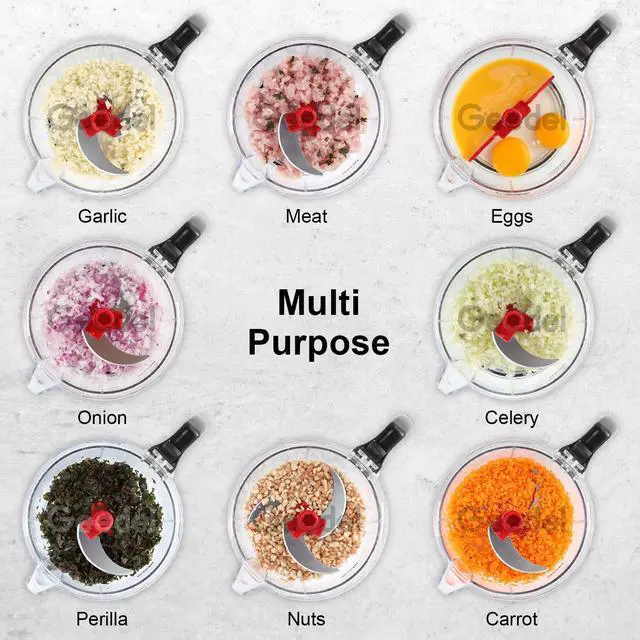 Alt view image 5 of 7 - Hand Food Chopper, Quick Manual Vegetable Processor, Easy To Clean Rotary Dicer Mincer Mixer Blender for Onion, Garlic, Salad, Salsa, Nuts, Meat, Fruit, Ice, etc