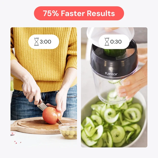 Alt view image 3 of 7 - Vegetable Spiralizer & Slicer, Veggie Noodle Maker Kitchen Gadget | 4 in 1 Compact Vegetable Slicer & Zucchini Noodle Maker with Sharp Stainless Steel Blades & A Safety First Design