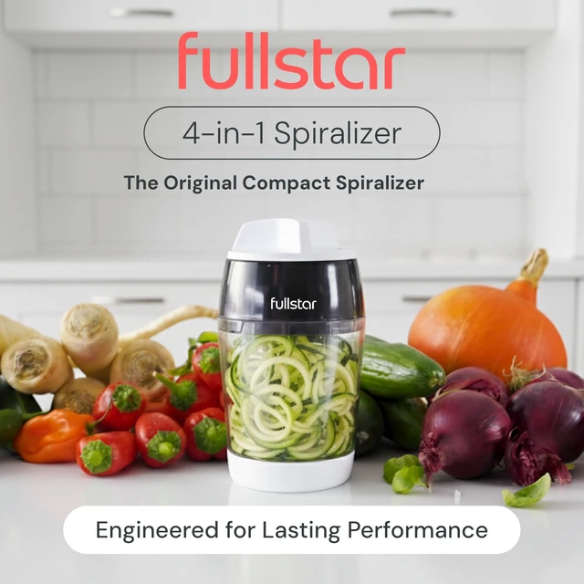 Alt view image 2 of 7 - Vegetable Spiralizer & Slicer, Veggie Noodle Maker Kitchen Gadget | 4 in 1 Compact Vegetable Slicer & Zucchini Noodle Maker with Sharp Stainless Steel Blades & A Safety First Design