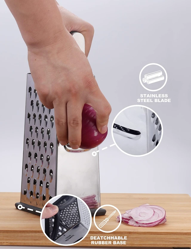 Alt view image 6 of 7 - Cheese Grater, 4-Sided Box Grater for Cheese, Vegetable & Fruit