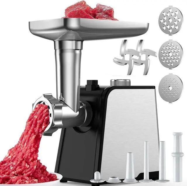 Main image of 3200W Max Electric Meat Grinder & Sausage Stuffer - Mincer Machine with Tool 2 Blade And 3 Plates, 3 Tubes & Kubbe Kit Tool for Home Kitchen UseBlack