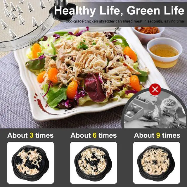 Alt view image 2 of 7 - Chicken Shredder Tool Twist Large Chicken Breast Shredder with Brush&Fork, Visible Meat Shredder Machine, Strong Anti-Slip Strip, Ergonomic Handle, BPA Free, Suitable for Pork Beef Chicken