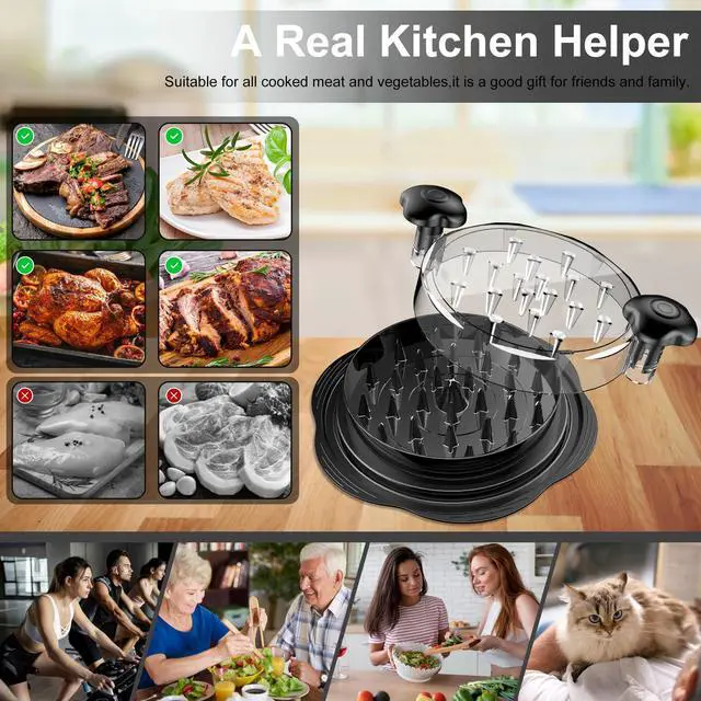 Alt view image 5 of 7 - Chicken Shredder Tool Twist Large Chicken Breast Shredder with Brush&Fork, Visible Meat Shredder Machine, Strong Anti-Slip Strip, Ergonomic Handle, BPA Free, Suitable for Pork Beef Chicken