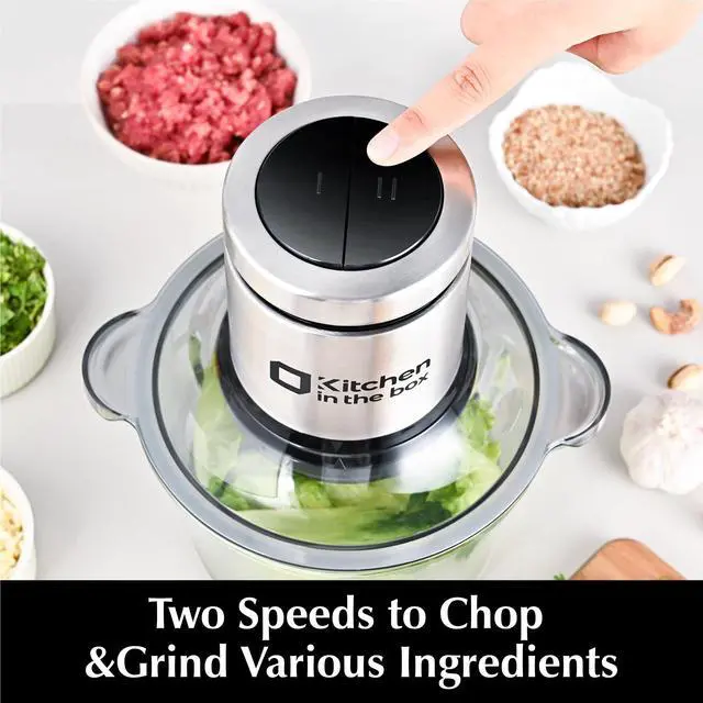 Alt view image 7 of 7 - Food Processor, Electric Meat Grinder & Food Chopper with 400W Powerful Veggie Chopper-2 Bowls8 Cup+8 Cup & 2 Bi-Level Blades for Meat/Fish/Vegetable/Baby FoodBlack Button