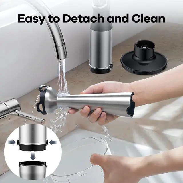 Alt view image 5 of 7 - Immersion Blender Handheld 1100W 5 in 1 Corded Stick Hand Blenders for Kitchen with Trigger Speed Control, with Beaker, Chopper, Whisk, Frother, Perfect Emulsifier for Soup, Smoothie, Puree