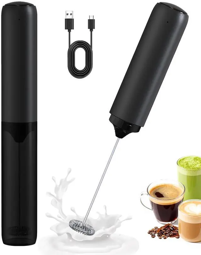 Main image of Electric Milk Frother Handheld Foam Maker, Black