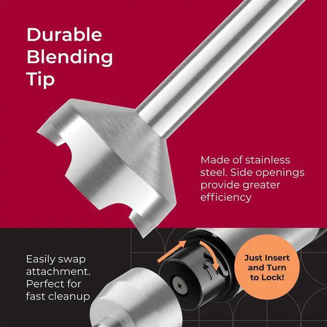 Alt view image 3 of 7 - Immersion Blender Handheld - 8 Speed Stainless Steel Electric Hand Blender, Emulsion Blender Stick Kitchen Gadget with Turbo Mode