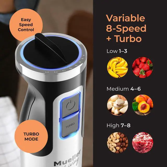 Alt view image 4 of 7 - Immersion Blender Handheld - 8 Speed Stainless Steel Electric Hand Blender, Emulsion Blender Stick Kitchen Gadget with Turbo Mode