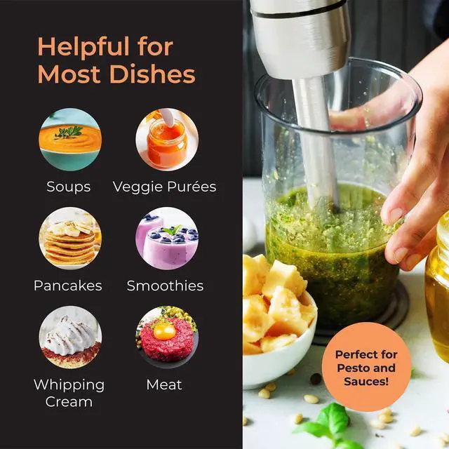 Alt view image 6 of 7 - Immersion Blender Handheld - 8 Speed Stainless Steel Electric Hand Blender, Emulsion Blender Stick Kitchen Gadget with Turbo Mode
