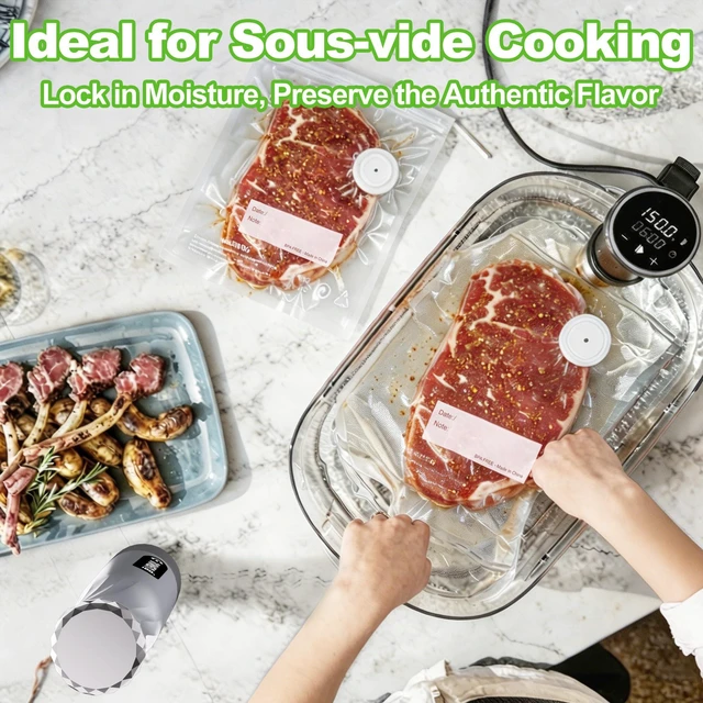 Alt view image 5 of 7 - Handheld Food Vacuum Sealer + 30 Reusable Bags - for Home Kitchen Use | Dry/Moist Food Use, 65kPa Suction Power, Visible Water Tank, Rechargeable 1800mAh Battery, One-Touch Start