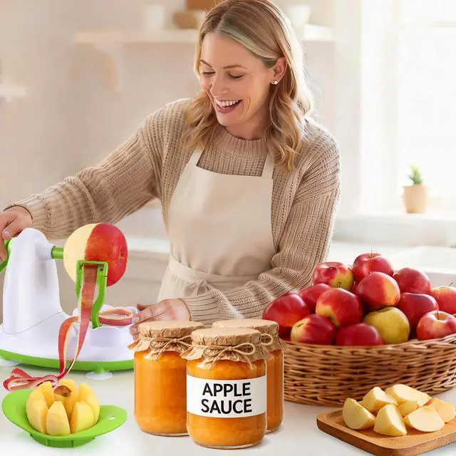 Alt view image 2 of 7 - Apple Peeler for Apple Sauce and Pie, 8-Wedge Apple Slicer Corer with Stainless Steel Blades, Upgraded Strong Suction Base, Includes 2 Replacement Blades