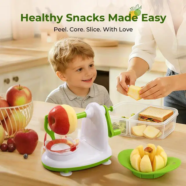 Alt view image 4 of 7 - Apple Peeler for Apple Sauce and Pie, 8-Wedge Apple Slicer Corer with Stainless Steel Blades, Upgraded Strong Suction Base, Includes 2 Replacement Blades