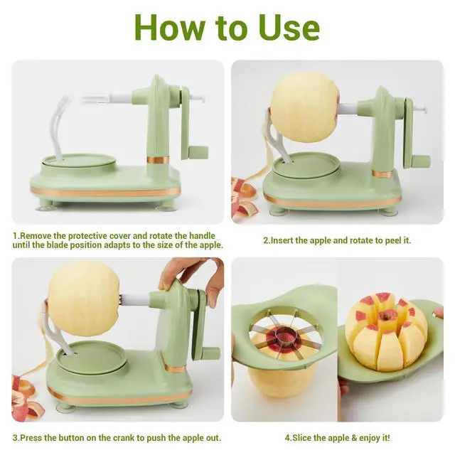 Alt view image 3 of 7 - Apple Peeler, 8 Wedges Apple Peeler Slicer Corer, Apple Slicer, Stainless Steel Blades
