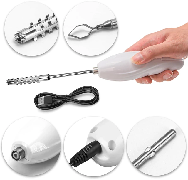 Alt view image 3 of 7 - Zucchini Corer Tool Portable Vegetable Corer Cordless, Electric Scraping Scale Machine Scraper With 2 Cutter Head, Stainless Steel Rechargeable Fruit Digging, Professional Remover Tool Veggie Drill