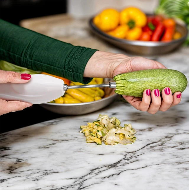 Alt view image 4 of 7 - Zucchini Corer Tool Portable Vegetable Corer Cordless, Electric Scraping Scale Machine Scraper With 2 Cutter Head, Stainless Steel Rechargeable Fruit Digging, Professional Remover Tool Veggie Drill
