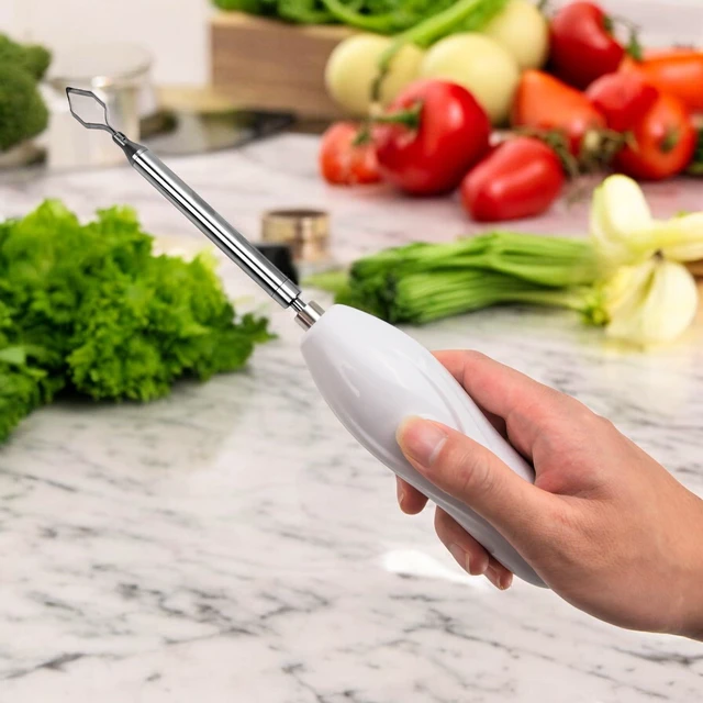 Alt view image 6 of 7 - Zucchini Corer Tool Portable Vegetable Corer Cordless, Electric Scraping Scale Machine Scraper With 2 Cutter Head, Stainless Steel Rechargeable Fruit Digging, Professional Remover Tool Veggie Drill