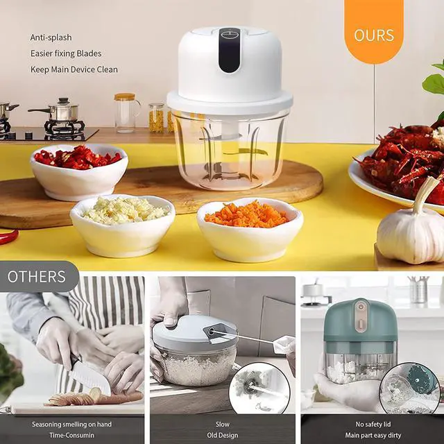 Alt view image 4 of 7 - 1.5 CUP Garlic Chopper,Electric Mini Food Processor,Portable Veggie Chopper