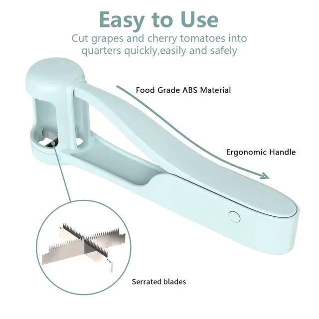 Alt view image 2 of 7 - Grape Cutter for Toddlers, Grape Slicer Tool, Grape Tomato Cherry Strawberry Cutter Tools Into 4 Pieces for Vegetable Fruit Salad, Stainless Steel Quarter Grape Slicer Kitchen Gadget