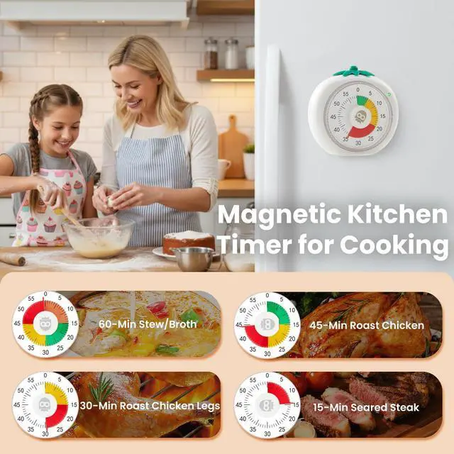 Alt view image 3 of 7 - Visual Timer for Kids, 60-Minute Countdown Magnetic Timers for Classroom Office Kitchen with Silent Operation, Kids Timer for Teaching with Cute Design, 4-Color Zone Pattern Pomodoro Timers