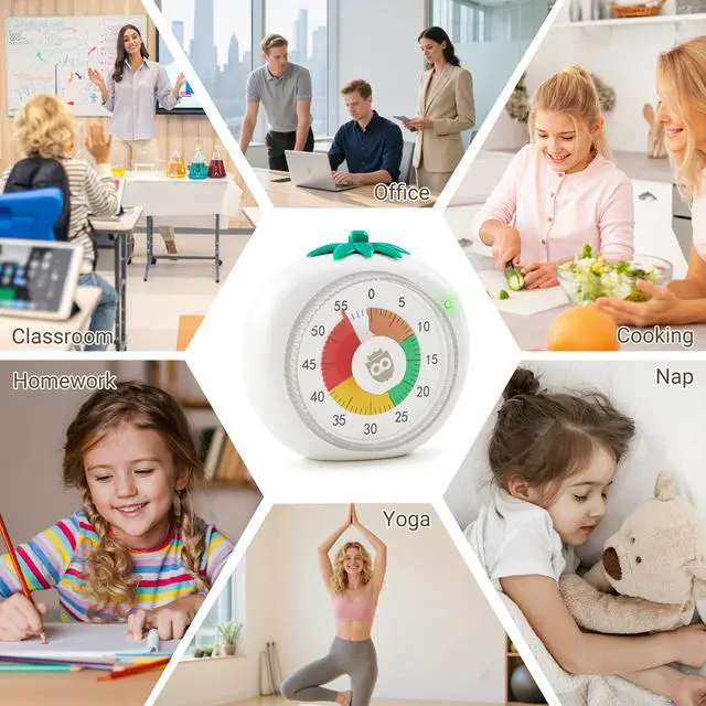 Alt view image 7 of 7 - Visual Timer for Kids, 60-Minute Countdown Magnetic Timers for Classroom Office Kitchen with Silent Operation, Kids Timer for Teaching with Cute Design, 4-Color Zone Pattern Pomodoro Timers