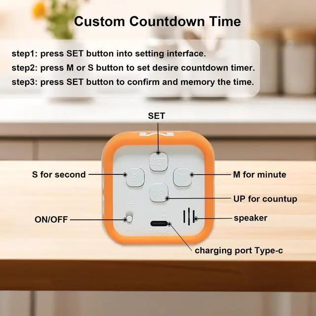 Alt view image 5 of 7 - Rotating Cube Visual Pomodoro Timer 5, 25, 10 50 Minutes Preset + Custom Countdown, Rechargeable Desk Productivity Flip Timer with Detachable Silicone Cover for ADHD Study Work Kitchen School (White)
