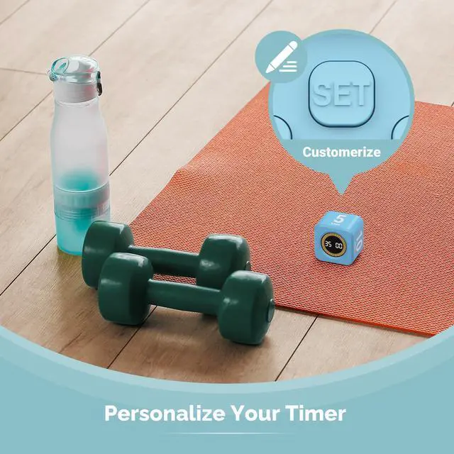 Alt view image 6 of 7 - Pomodoro Timer Visual Cube with 5/10/30/60 Min Presets, LED Countdown Ring & Count Up Mode, Silent Flip Productivity Timer for Study, Classroom, Office, Cooking (Blue 5-10-25-50 min)