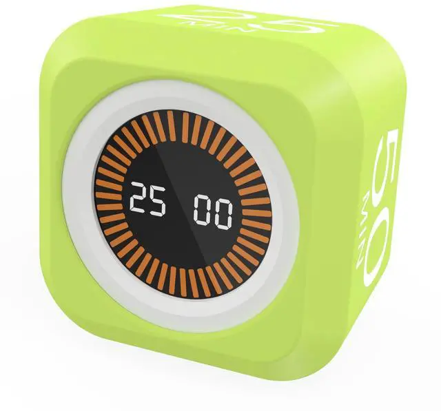 Main image of Rotating Visual Pomodoro Timer 5, 25, 10, 50 Min Custom Countdown, Rechargeable Cube Desk Productivity Flip Timer with Detachable Silicone Case, Ideal for ADHD Tool Study Work School (Green)