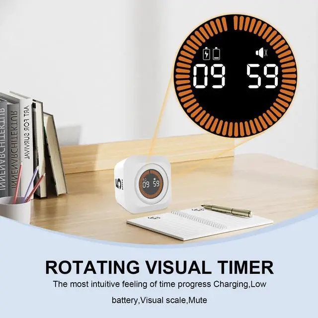 Alt view image 4 of 7 - Rotating Visual Pomodoro Timer 5, 25, 10, 50 Min Custom Countdown, Rechargeable Cube Desk Productivity Flip Timer with Detachable Silicone Case, Ideal for ADHD Tool Study Work School (Green)