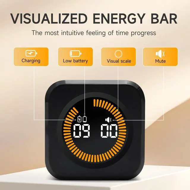 Alt view image 3 of 7 - Rotating Productivity Timer 5, 25, 10, 50 Minutes Preset, Desk Cube w/Gravity Sensor for ADHD, Mute Functions, Ideal for Work, Study, Kitchen, Back to School (1, Black)